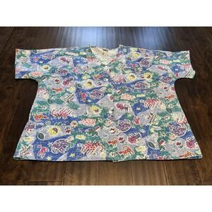 Barco‎ Scrub Top Womens 3XL Animals Zoo Floral Sun Short Sleeve Work Shirt USA